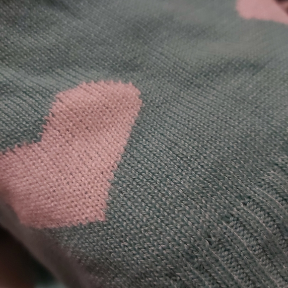 4/$25 Crissa blue teal heart print  sweater - Picture 8 of 12